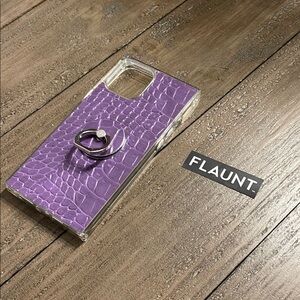 Purple Faux Leather Phone Case with Ring Holder